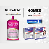 Glupatone Extreme Skin Whitening Emulsion 50ml With Pack Of 2 Homeo Cure Cream