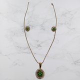 EMERALD ROUND PENDANT SET