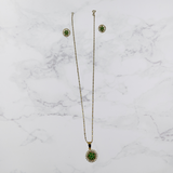 EMERALD ROUND PENDANT SET