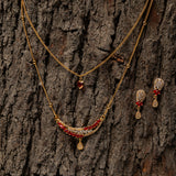 Traditional Double Neckless Set With Earring