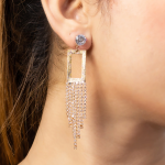 CUBE TASSEL GOLDEN DROP EARRINGS